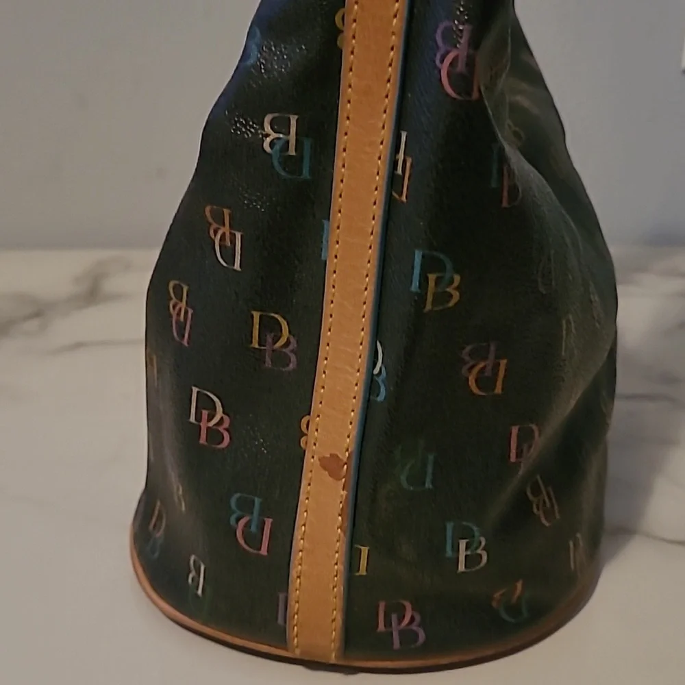 Vintage Dooney & Bourke Rainbow Monogram Logo Mini Hobo Bucket Bag Purse Y2K - Picture 6 of 16